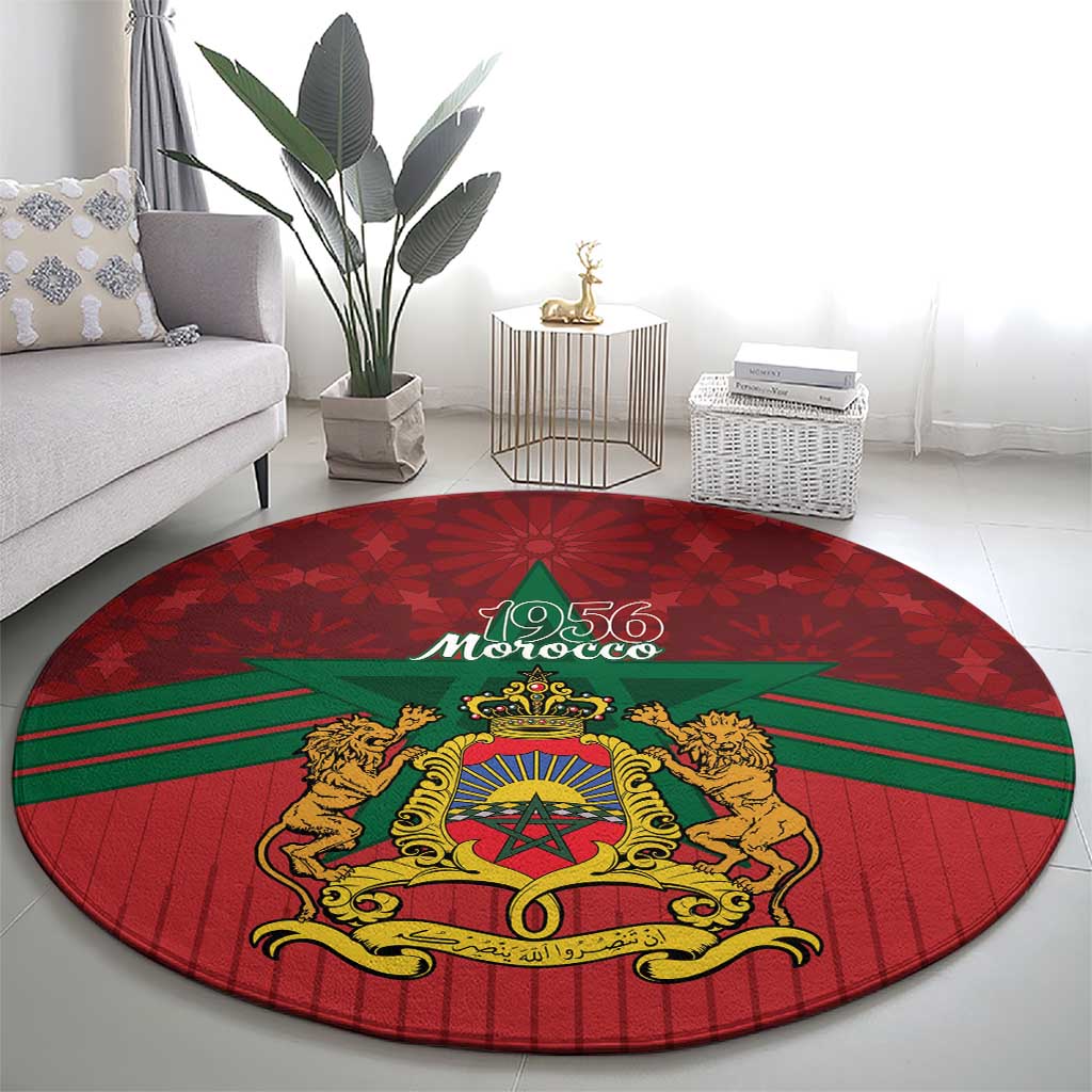 Morocco Independence Day Round Carpet 1956 Proud Islamic Pattern LT14