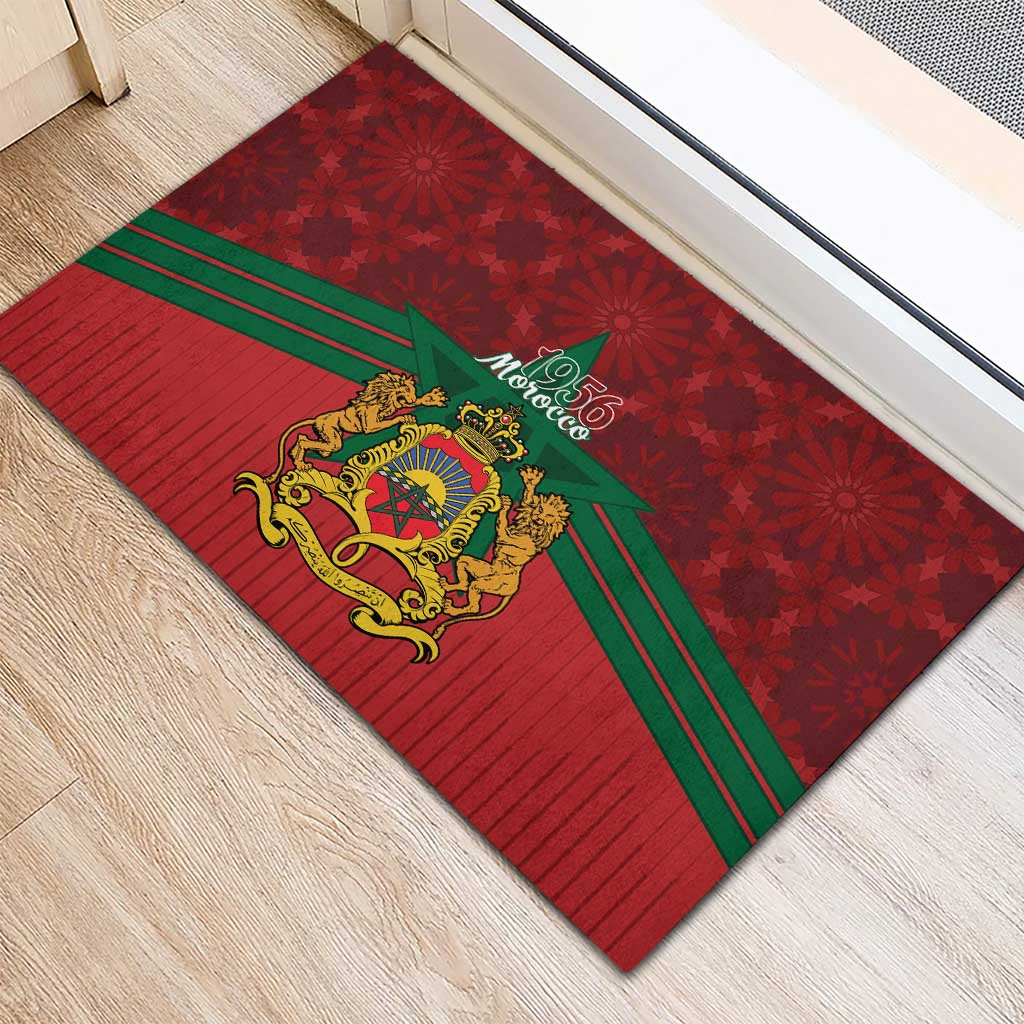 Morocco Independence Day Rubber Doormat 1956 Proud Islamic Pattern LT14
