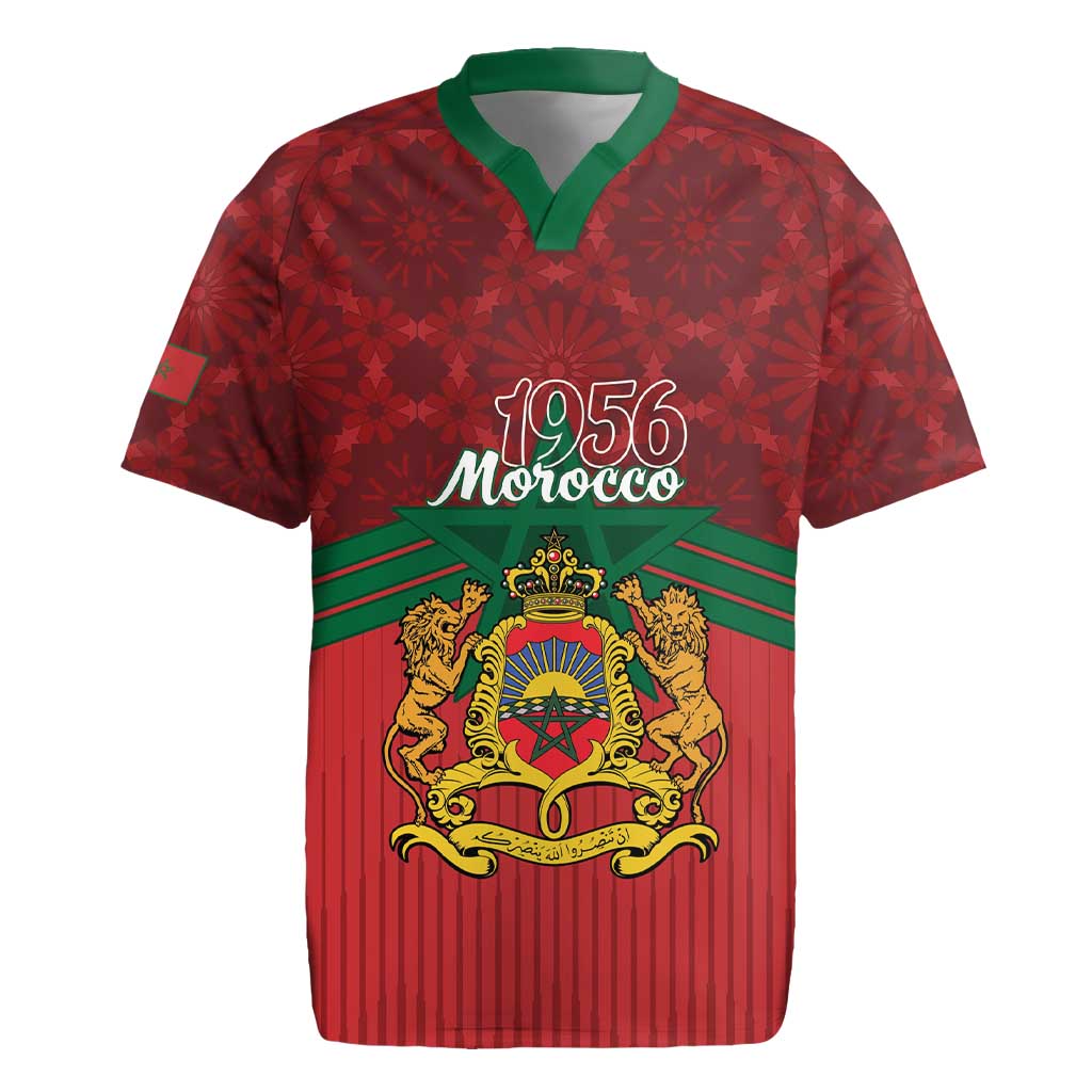 Personalized Morocco Independence Day Rugby Jersey 1956 Proud Islamic Pattern - Wonder Print Shop