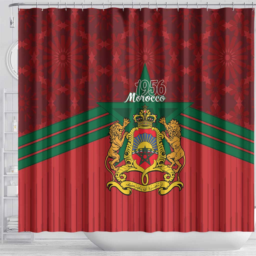 Morocco Independence Day Shower Curtain 1956 Proud Islamic Pattern LT14
