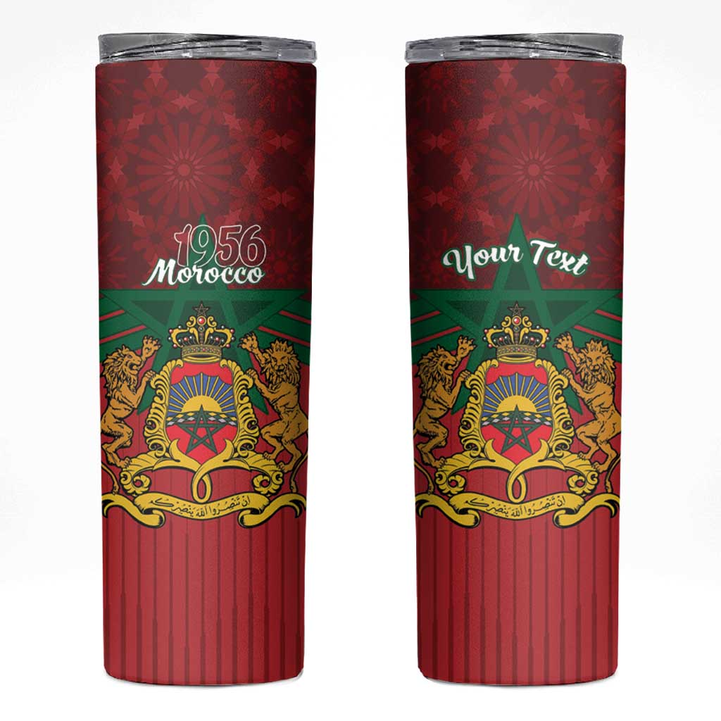Personalized Morocco Independence Day Skinny Tumbler 1956 Proud Islamic Pattern - Wonder Print Shop