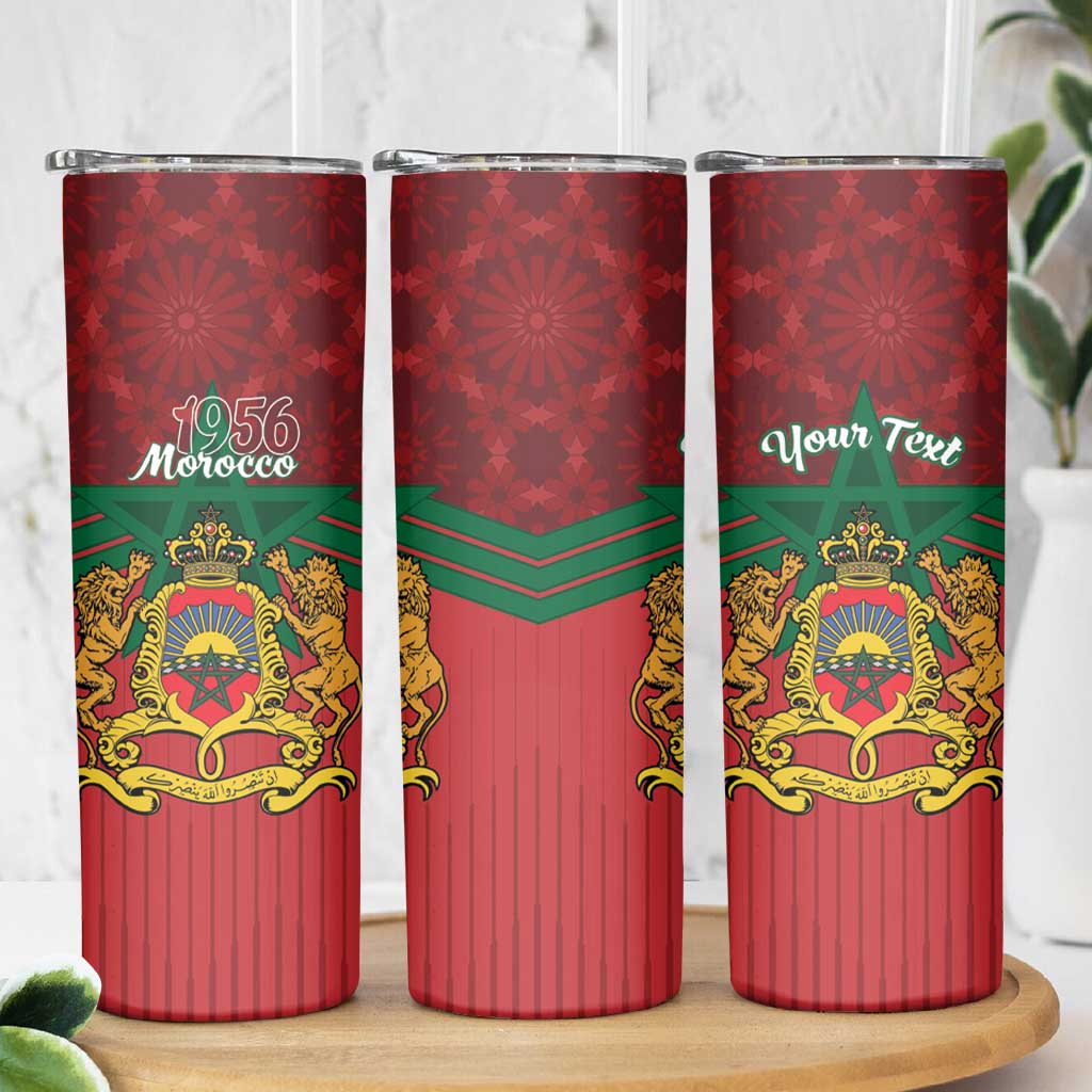Personalized Morocco Independence Day Skinny Tumbler 1956 Proud Islamic Pattern LT14
