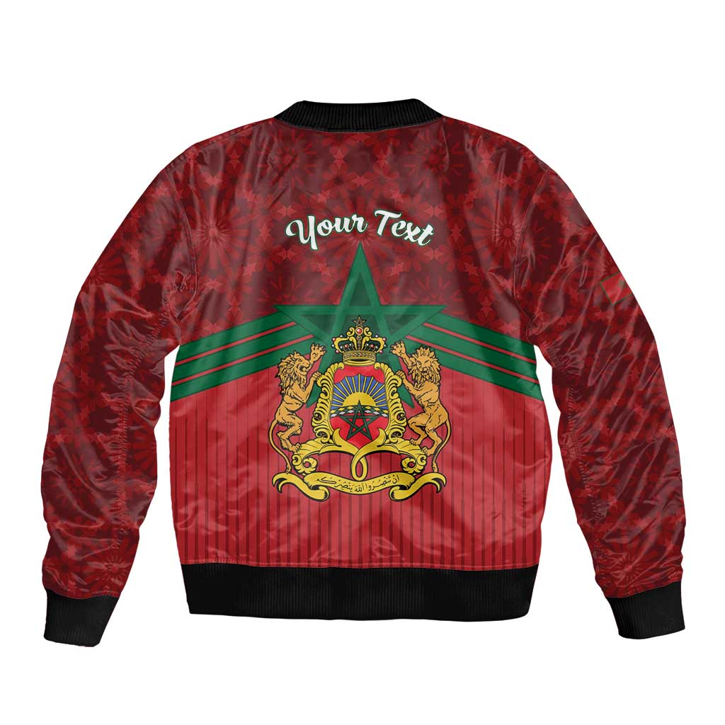 Personalized Morocco Independence Day Sleeve Zip Bomber Jacket 1956 Proud Islamic Pattern - Wonder Print Shop