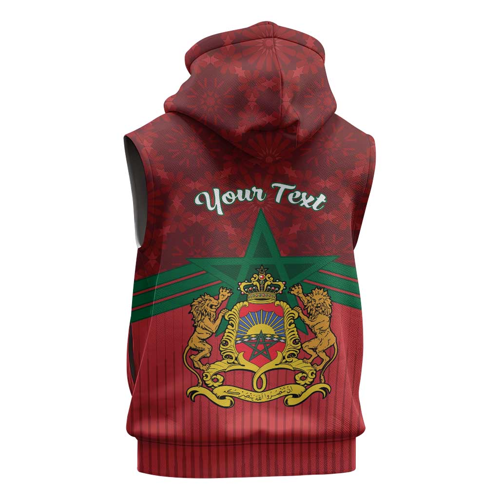 Personalized Morocco Independence Day Sleeveless Hoodie 1956 Proud Islamic Pattern - Wonder Print Shop