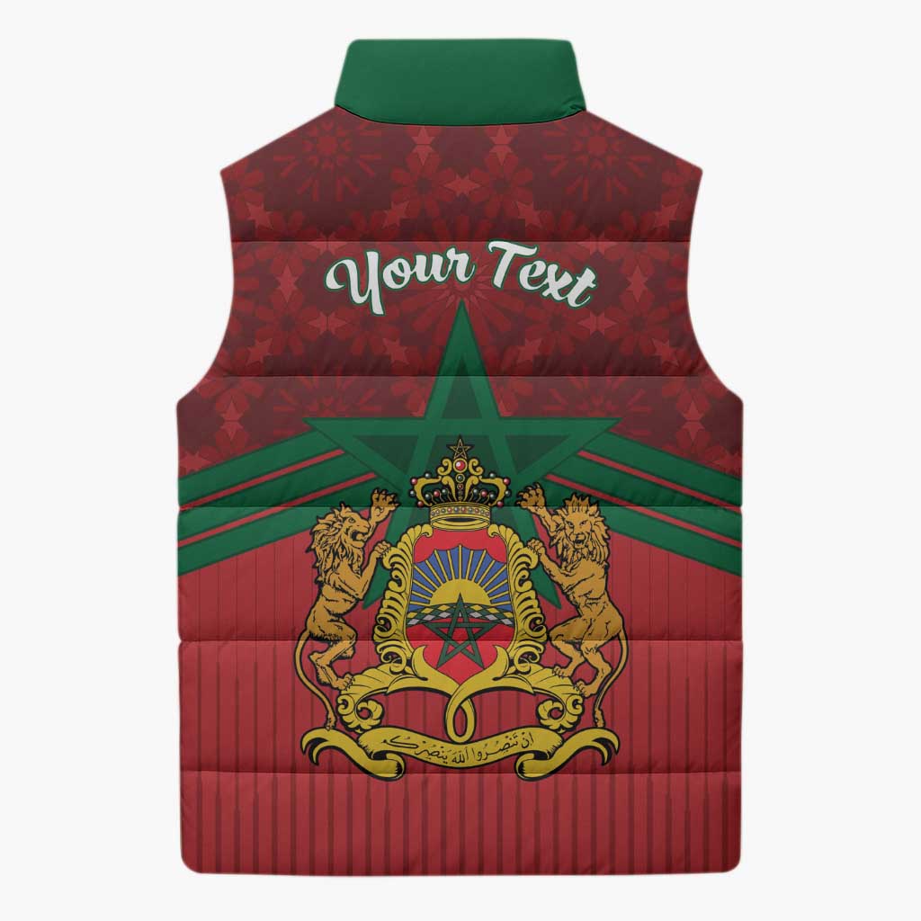 Personalized Morocco Independence Day Sleeveless Puffer Jacket 1956 Proud Islamic Pattern - Wonder Print Shop