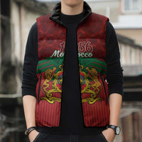 Personalized Morocco Independence Day Sleeveless Puffer Jacket 1956 Proud Islamic Pattern - Wonder Print Shop