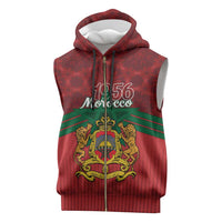 Personalized Morocco Independence Day Sleeveless Zip Hoodie 1956 Proud Islamic Pattern - Wonder Print Shop