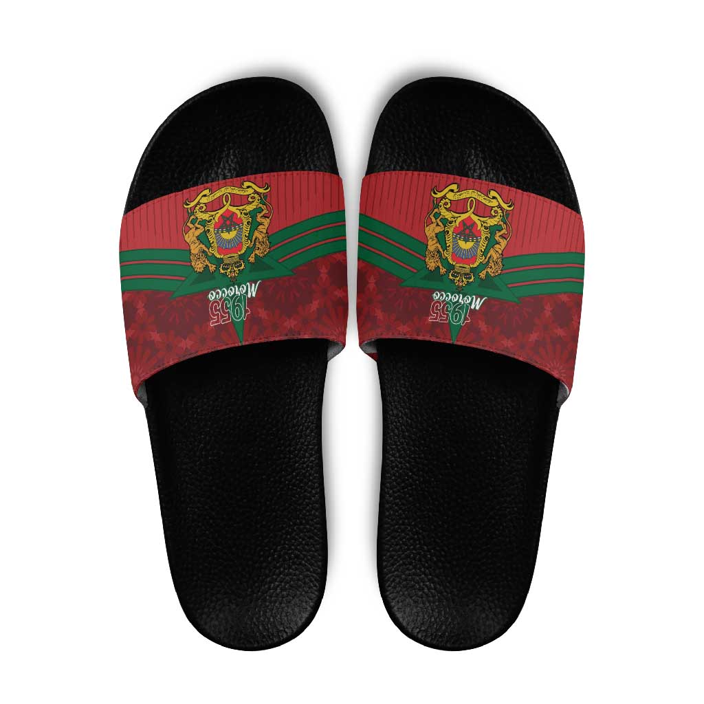Morocco Independence Day Slide Sandals 1956 Proud Islamic Pattern - Wonder Print Shop