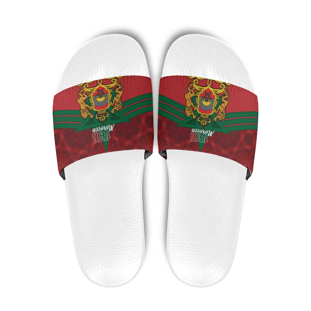 Morocco Independence Day Slide Sandals 1956 Proud Islamic Pattern LT14