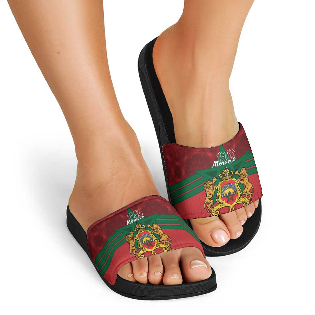 Morocco Independence Day Slide Sandals 1956 Proud Islamic Pattern LT14