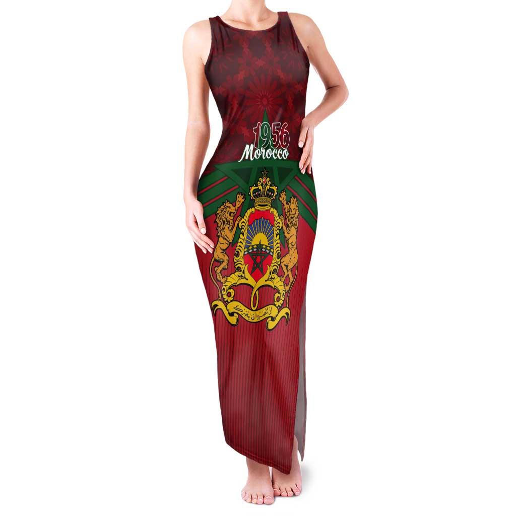 Personalized Morocco Independence Day Tank Maxi Dress 1956 Proud Islamic Pattern - Wonder Print Shop