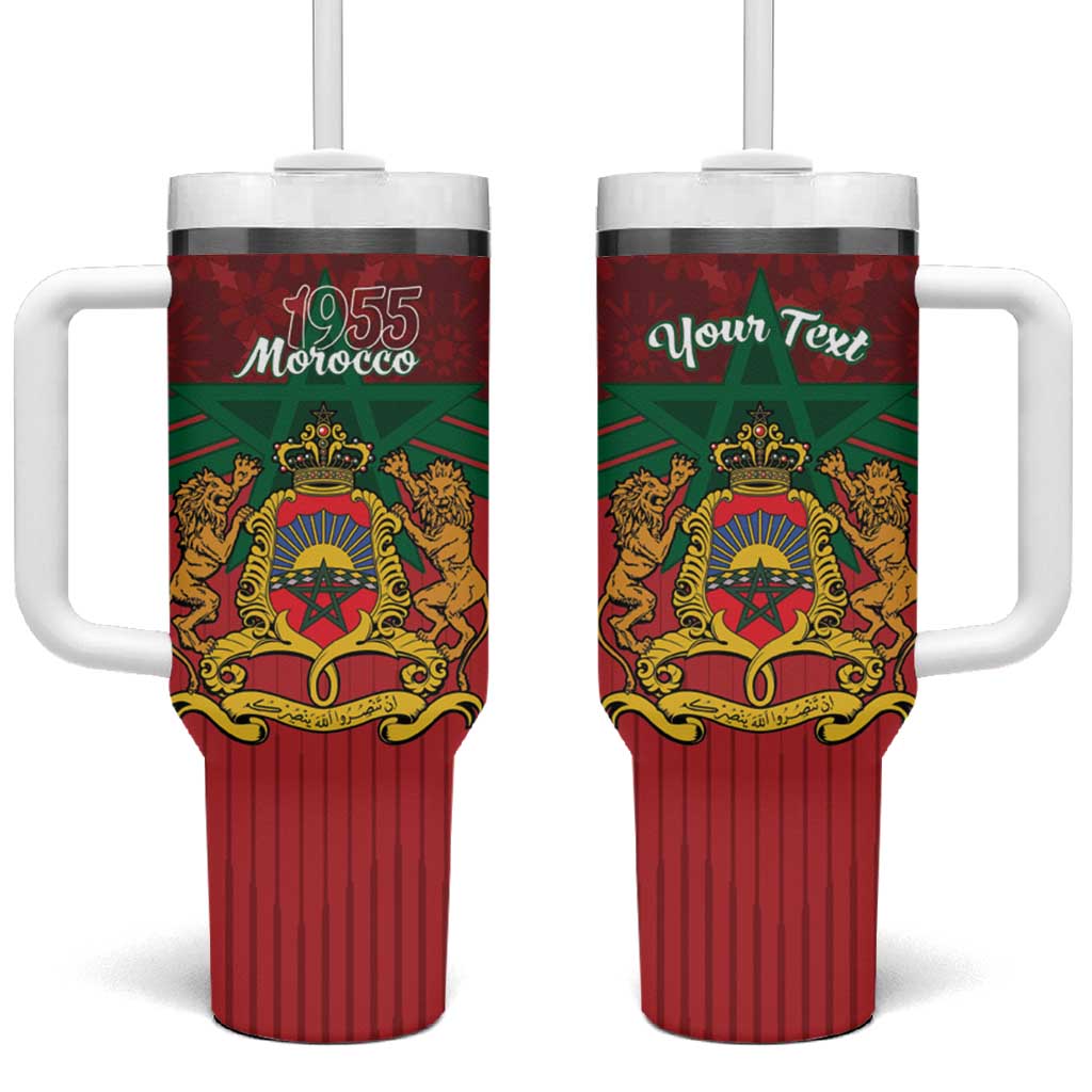 Personalized Morocco Independence Day Tumbler With Handle 1956 Proud Islamic Pattern - Wonder Print Shop