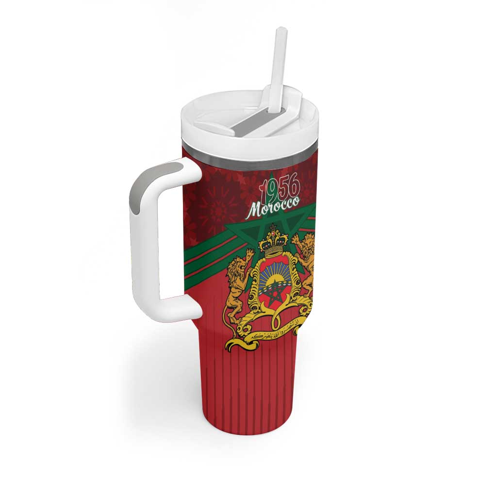Personalized Morocco Independence Day Tumbler With Handle 1956 Proud Islamic Pattern LT14