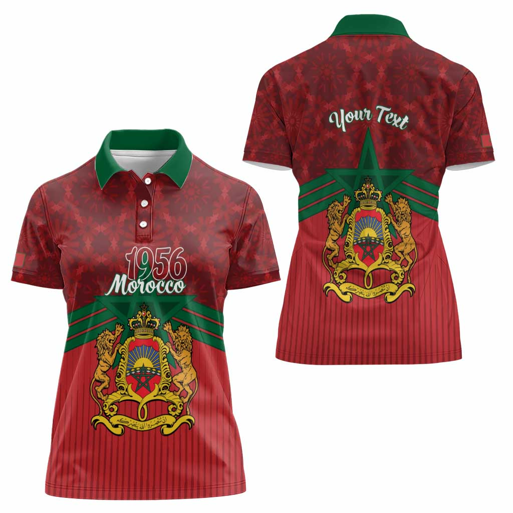 Personalized Morocco Independence Day Women Polo Shirt 1956 Proud Islamic Pattern - Wonder Print Shop