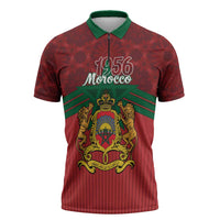 Personalized Morocco Independence Day Zipper Polo Shirt 1956 Proud Islamic Pattern - Wonder Print Shop