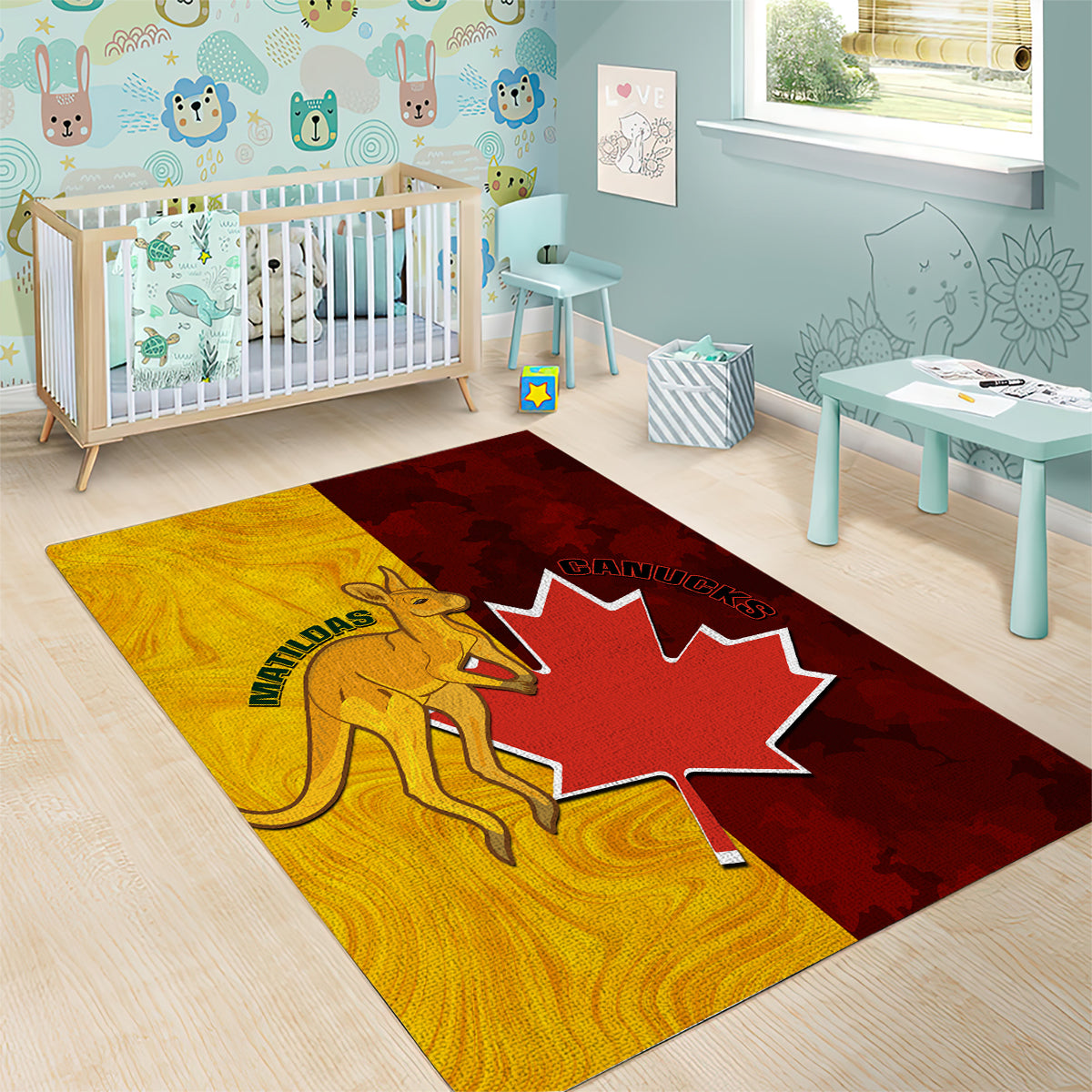 Australia And Canada Soccer Area Rug Matildas Combine Canucks Together - Wonder Print Shop