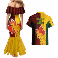 Australia And Canada Soccer Couples Matching Mermaid Dress and Hawaiian Shirt Matildas Combine Canucks Together - Wonder Print Shop