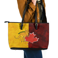 Australia And Canada Soccer Leather Tote Bag Matildas Combine Canucks Together - Wonder Print Shop