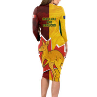 Australia And Canada Soccer Long Sleeve Bodycon Dress Matildas Combine Canucks Together - Wonder Print Shop