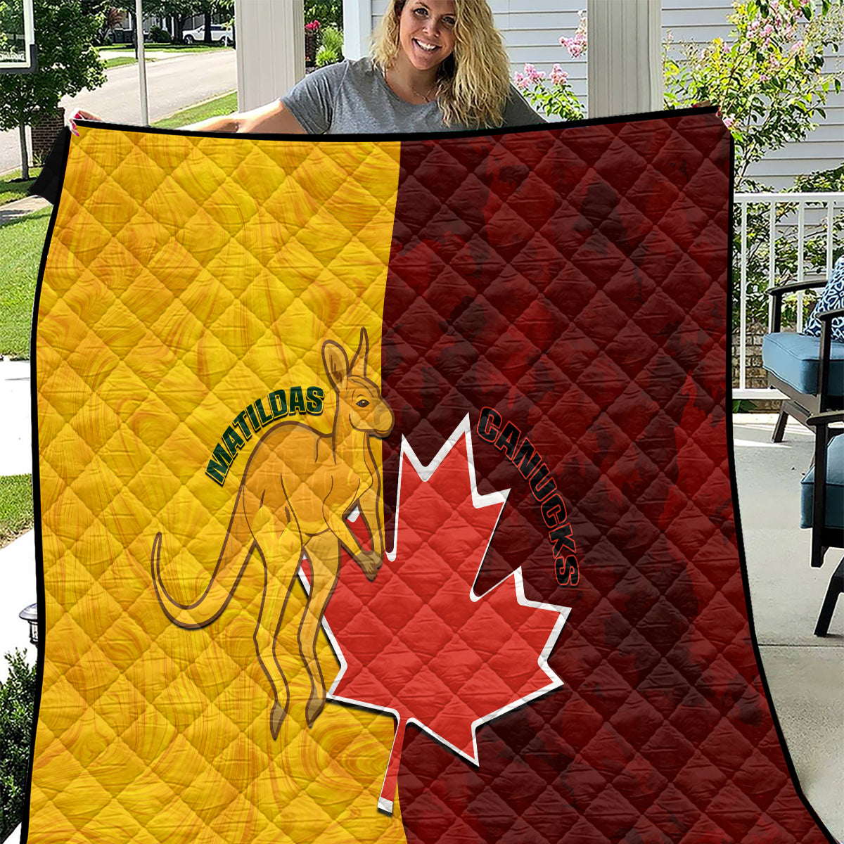 Australia And Canada Soccer Quilt Matildas Combine Canucks Together - Wonder Print Shop
