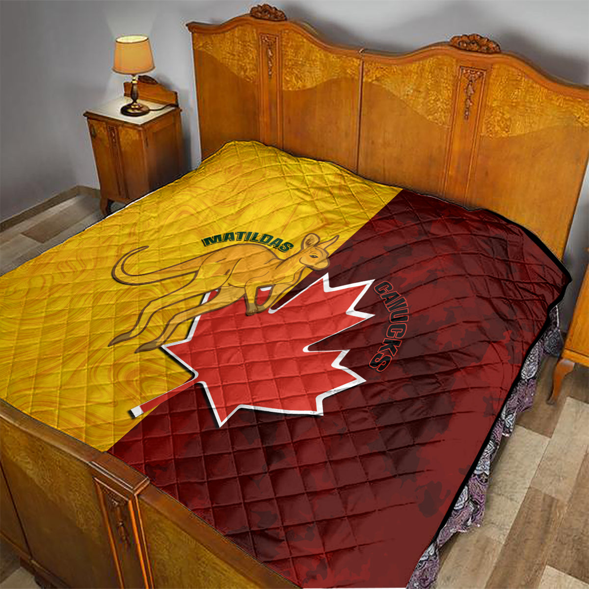 Australia And Canada Soccer Quilt Matildas Combine Canucks Together - Wonder Print Shop