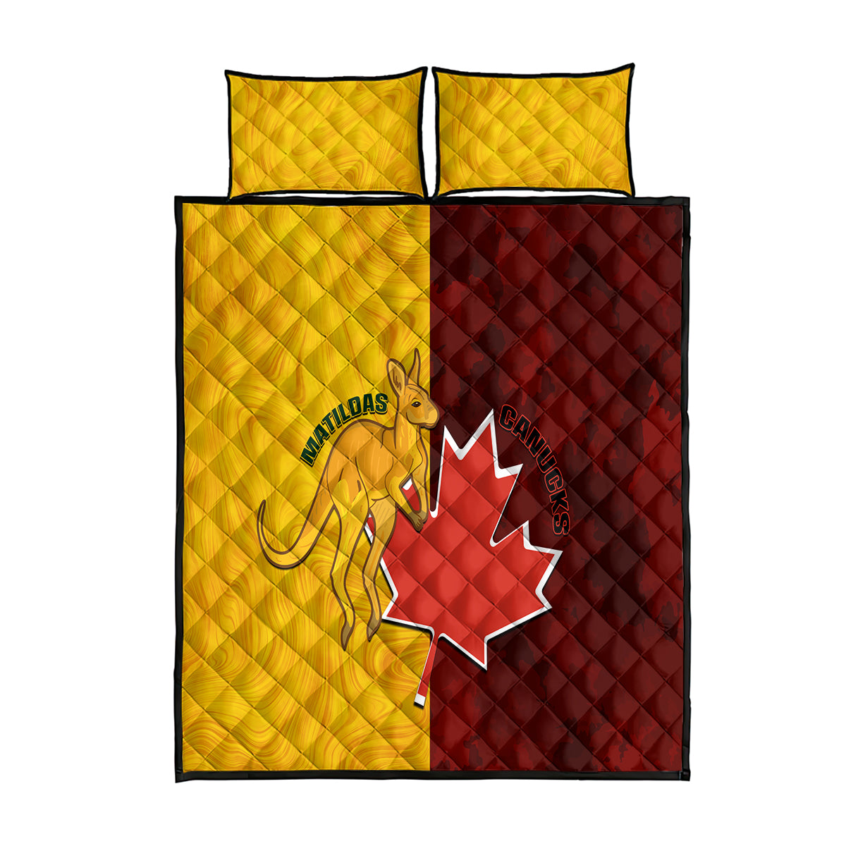 Australia And Canada Soccer Quilt Bed Set Matildas Combine Canucks Together - Wonder Print Shop