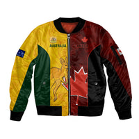 Australia And Canada Soccer Sleeve Zip Bomber Jacket Matildas Combine Canucks Together - Wonder Print Shop