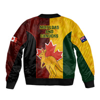 Australia And Canada Soccer Sleeve Zip Bomber Jacket Matildas Combine Canucks Together - Wonder Print Shop