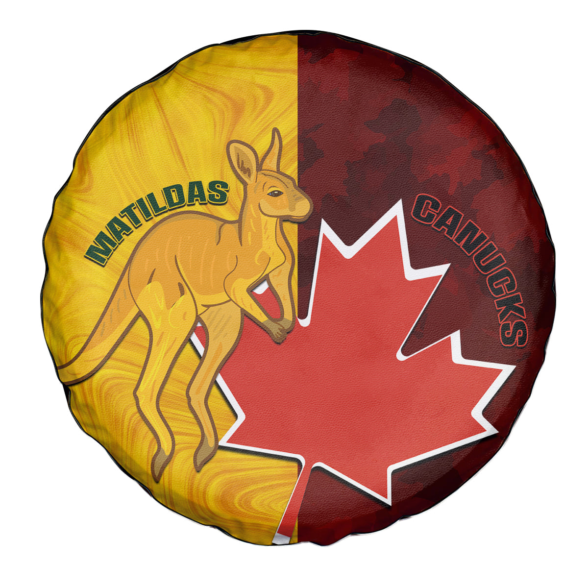 Australia And Canada Soccer Spare Tire Cover Matildas Combine Canucks Together - Wonder Print Shop