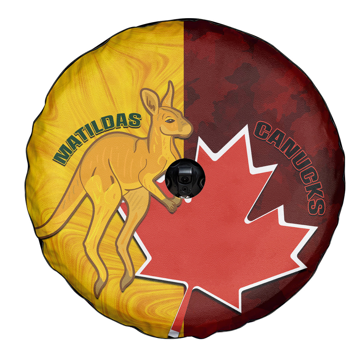 Australia And Canada Soccer Spare Tire Cover Matildas Combine Canucks Together - Wonder Print Shop