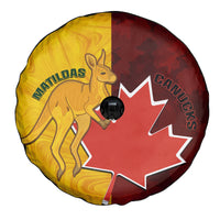 Australia And Canada Soccer Spare Tire Cover Matildas Combine Canucks Together - Wonder Print Shop