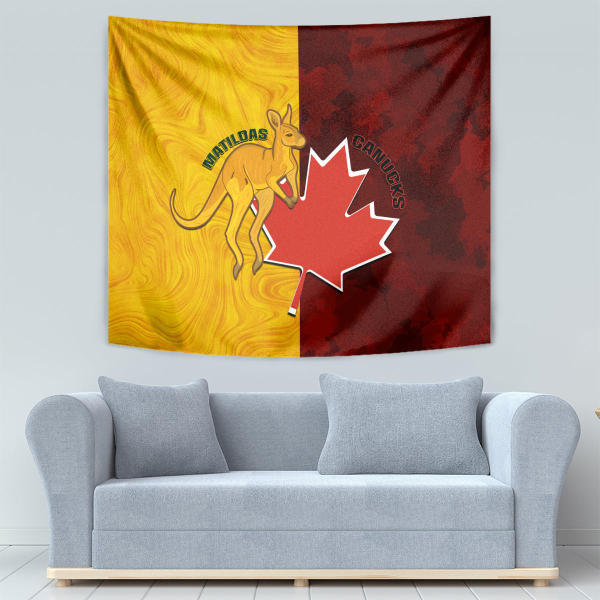 Australia And Canada Soccer Tapestry Matildas Combine Canucks Together - Wonder Print Shop