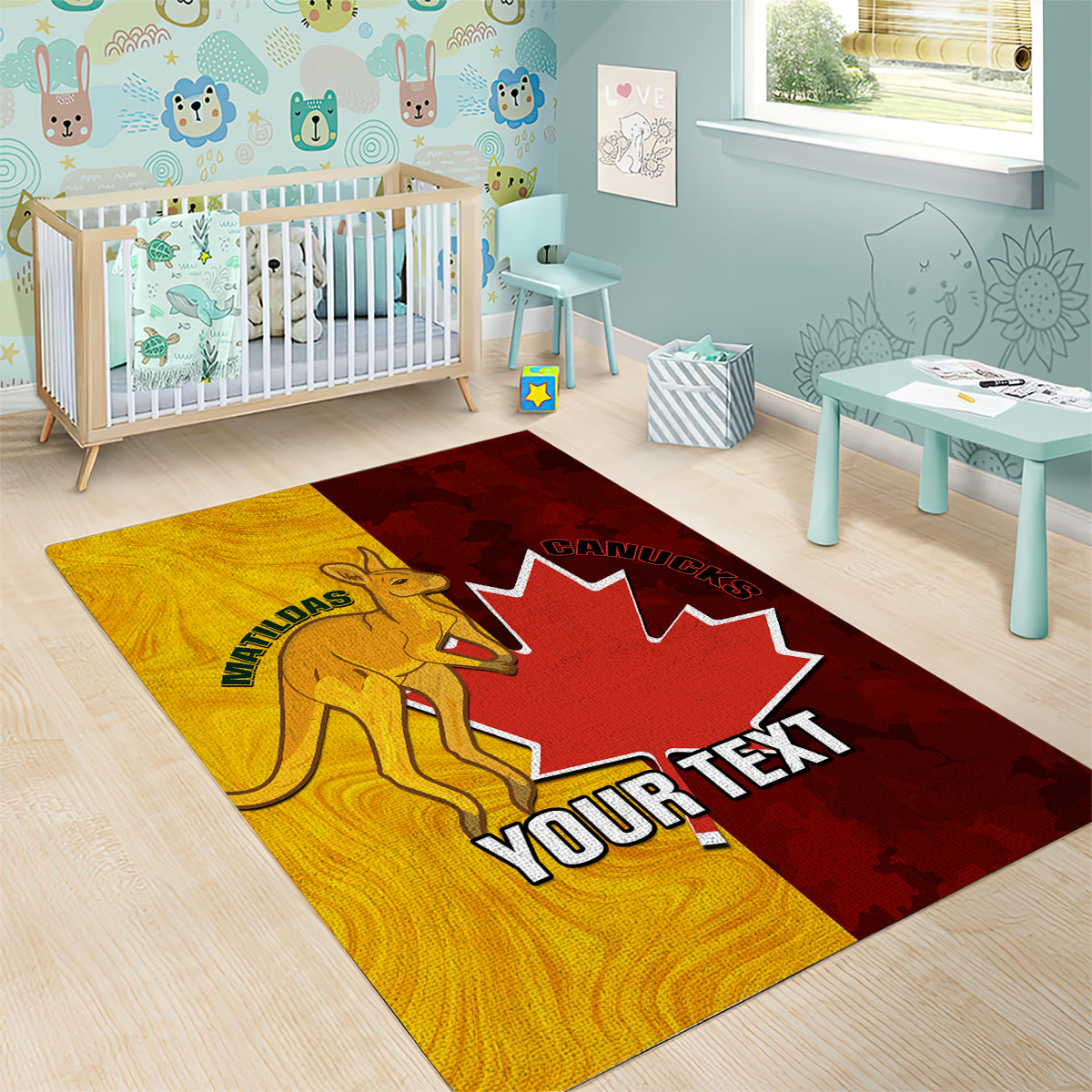 Custom Australia And Canada Soccer Area Rug Matildas Combine Canucks Together - Wonder Print Shop