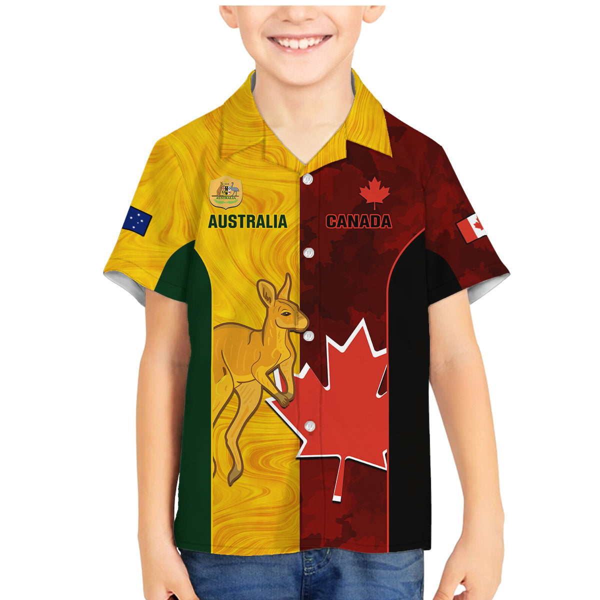 Custom Australia And Canada Soccer Family Matching Mermaid Dress and Hawaiian Shirt Matildas Combine Canucks Together - Wonder Print Shop