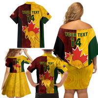Custom Australia And Canada Soccer Family Matching Off Shoulder Short Dress and Hawaiian Shirt Matildas Combine Canucks Together - Wonder Print Shop