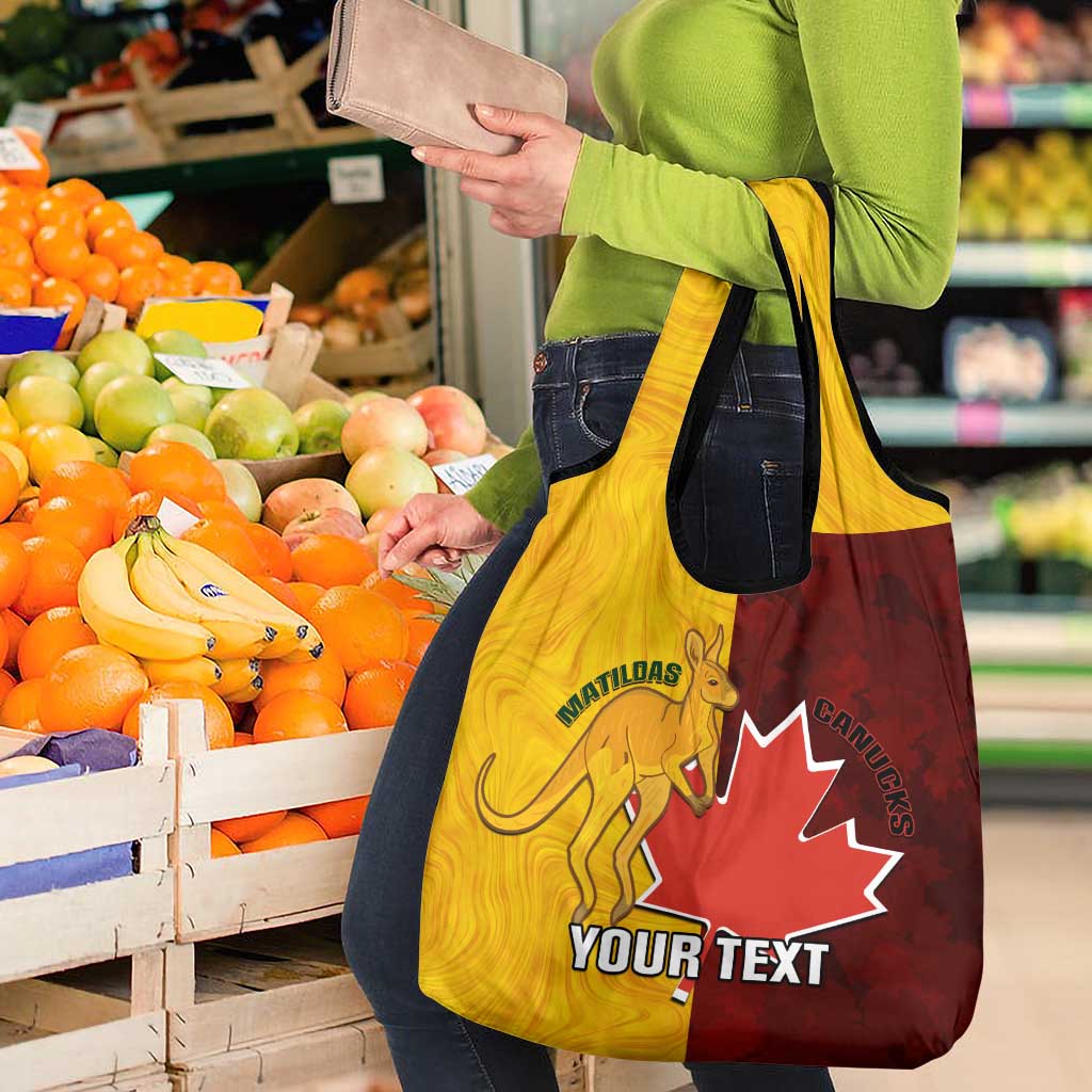 Custom Australia And Canada Soccer Grocery Bag Matildas Combine Canucks Together