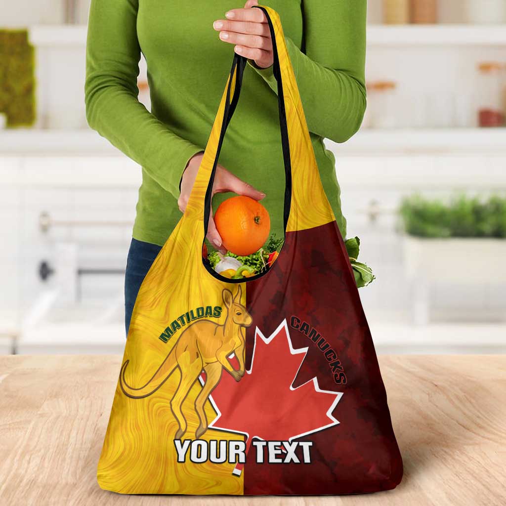Custom Australia And Canada Soccer Grocery Bag Matildas Combine Canucks Together