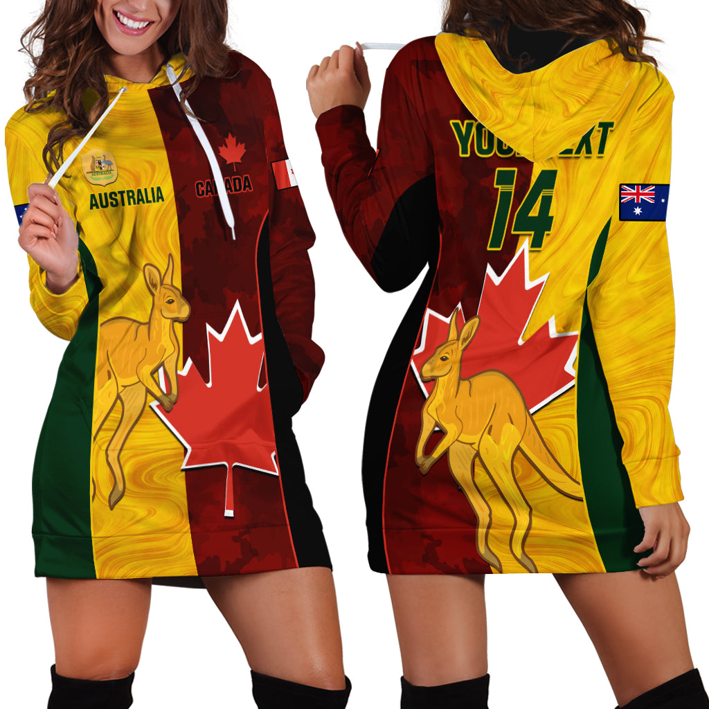Custom Australia And Canada Soccer Hoodie Dress Matildas Combine Canucks Together - Wonder Print Shop