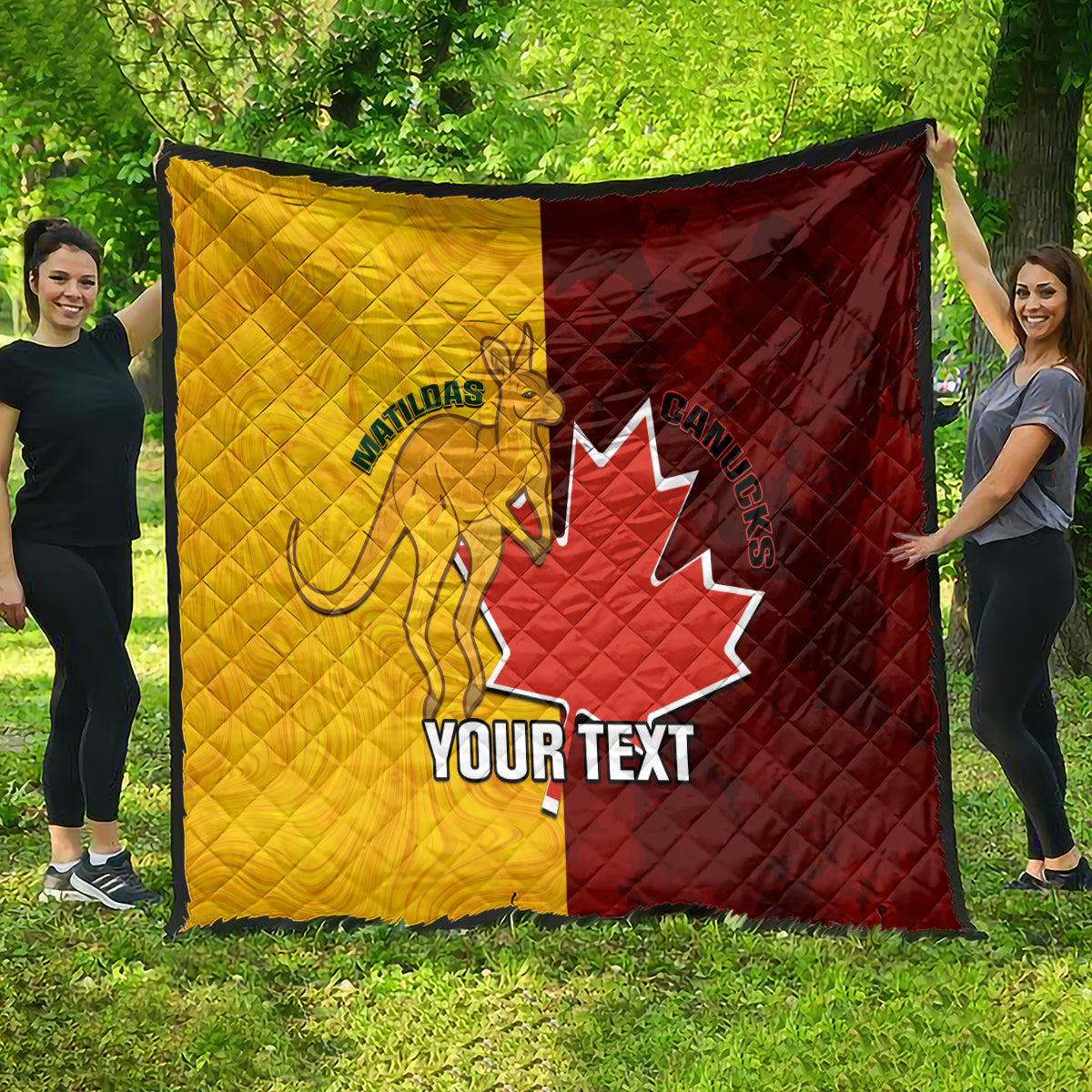 Custom Australia And Canada Soccer Quilt Matildas Combine Canucks Together - Wonder Print Shop