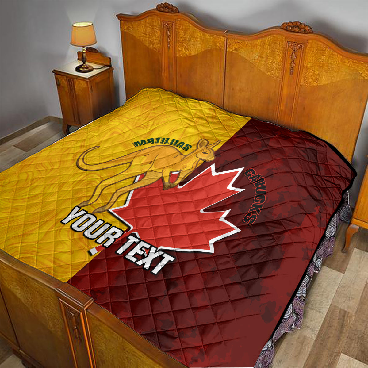 Custom Australia And Canada Soccer Quilt Matildas Combine Canucks Together - Wonder Print Shop