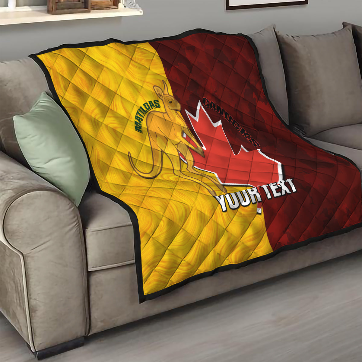 Custom Australia And Canada Soccer Quilt Matildas Combine Canucks Together - Wonder Print Shop