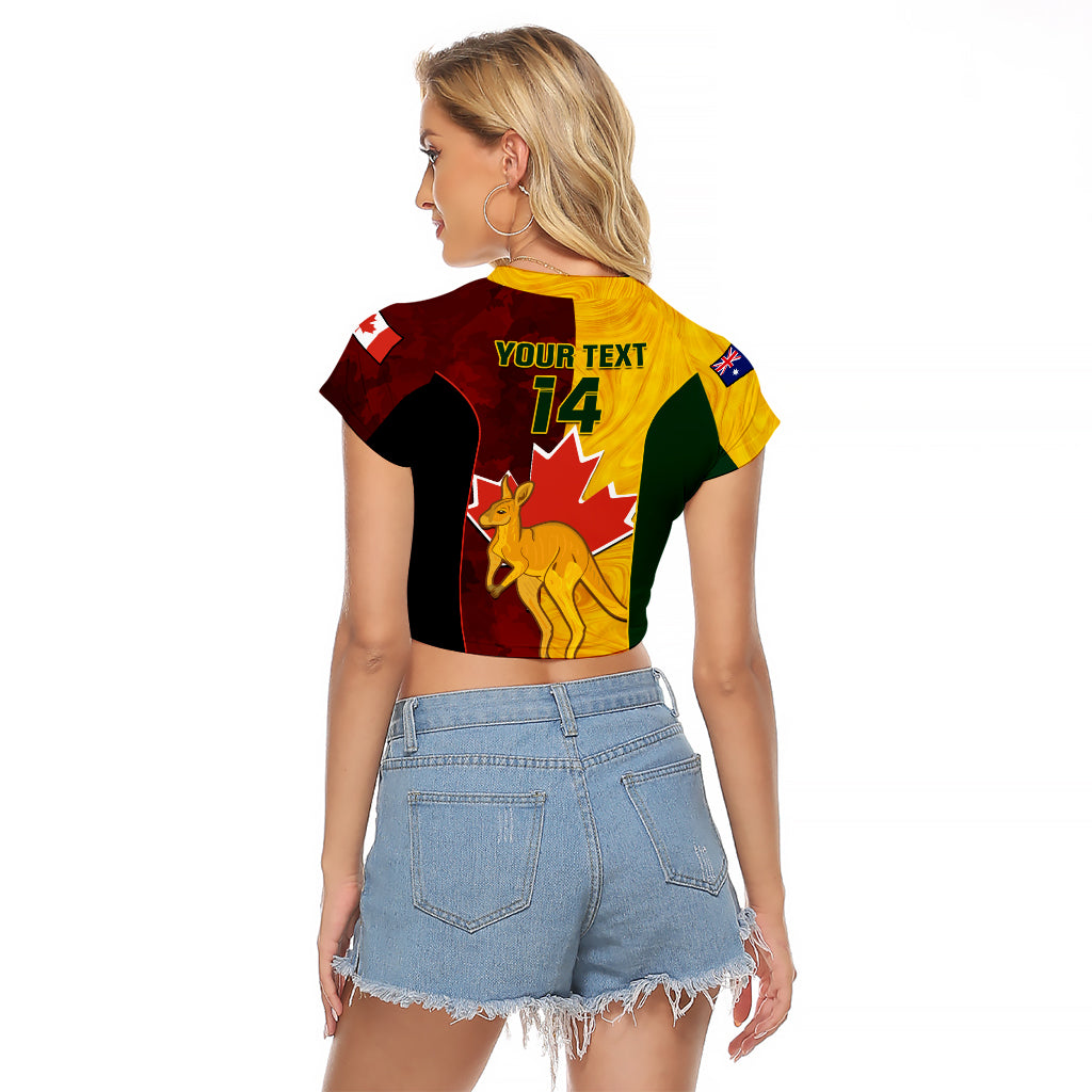 Custom Australia And Canada Soccer Raglan Cropped T Shirt Matildas Combine Canucks Together - Wonder Print Shop