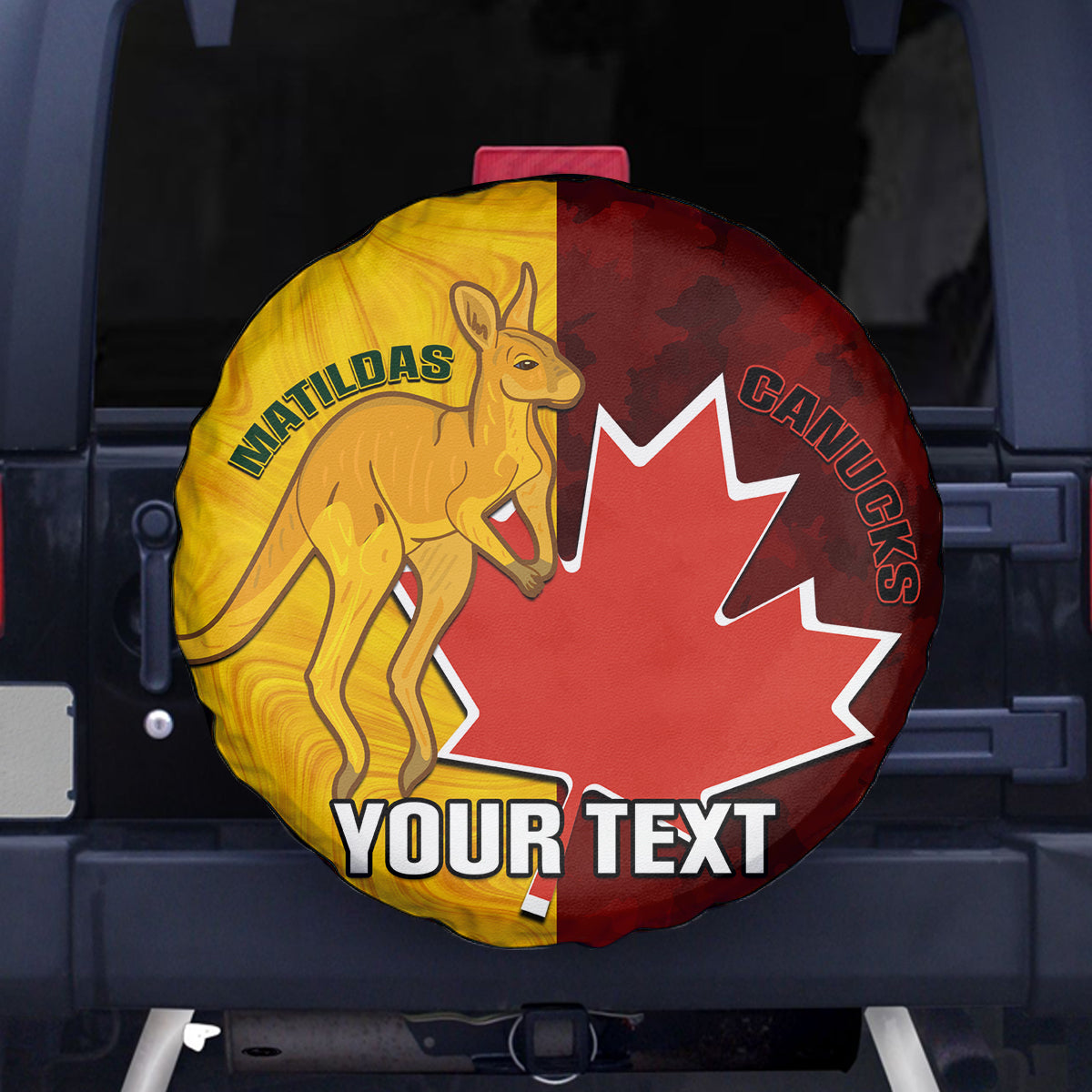 Custom Australia And Canada Soccer Spare Tire Cover Matildas Combine Canucks Together - Wonder Print Shop