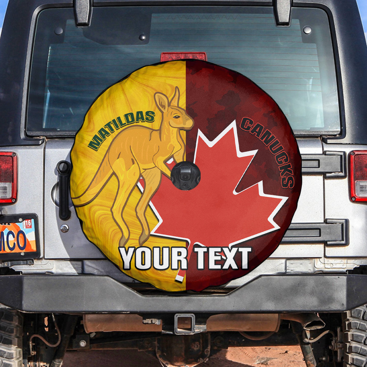 Custom Australia And Canada Soccer Spare Tire Cover Matildas Combine Canucks Together - Wonder Print Shop