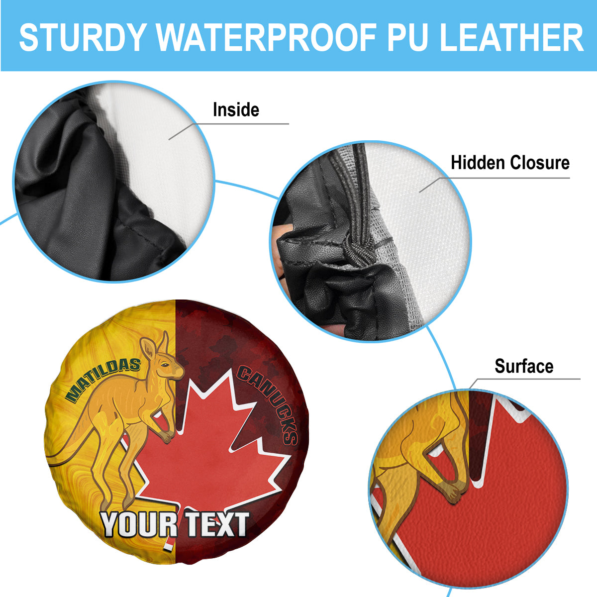 Custom Australia And Canada Soccer Spare Tire Cover Matildas Combine Canucks Together - Wonder Print Shop