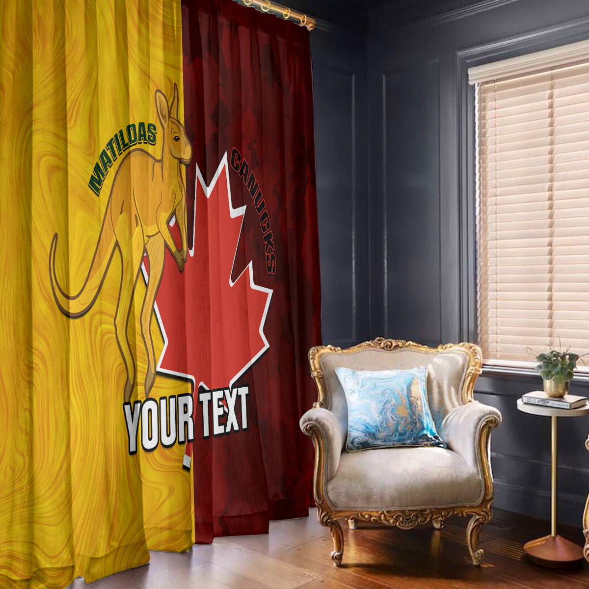 Custom Australia And Canada Soccer Window Curtain Matildas Combine Canucks Together - Wonder Print Shop
