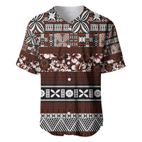 Bula Fiji Baseball Jersey Fijian Tapa Masi With Hibiscus Flowers - Wonder Print Shop