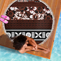 Bula Fiji Beach Blanket Fijian Tapa Masi With Hibiscus Flowers - Wonder Print Shop
