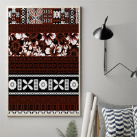 Bula Fiji Canvas Wall Art Fijian Tapa Masi With Hibiscus Flowers - Wonder Print Shop