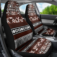 Bula Fiji Car Seat Cover Fijian Tapa Masi With Hibiscus Flowers - Wonder Print Shop